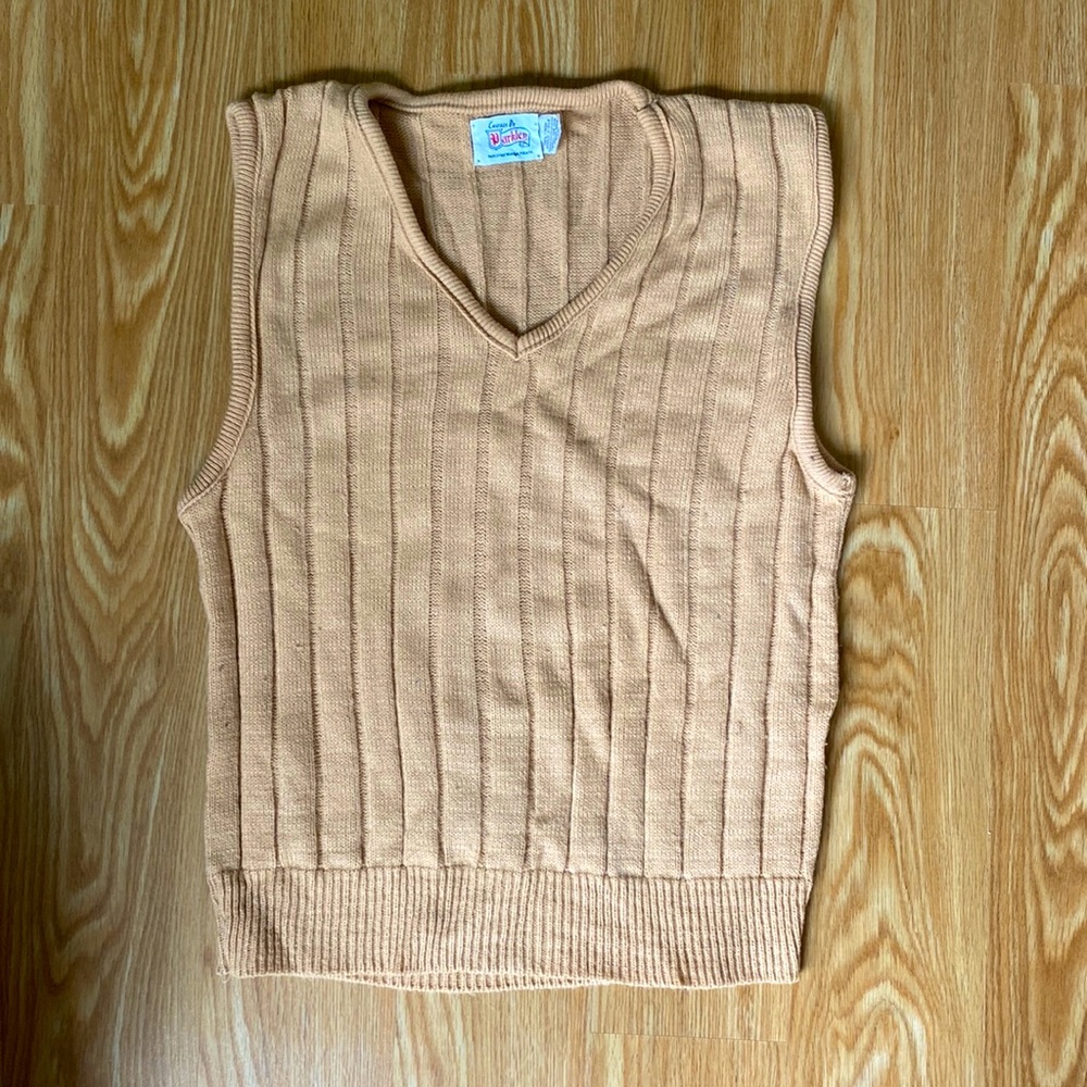 Vintage Knit Sweater Vest Tan